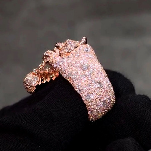 Fox Animal Inspired Face <b>Ring</b> 925 Sterling Silver Hip Hop Cluster Round Brilliant Cut Unique Designer Silver Gift <b>Statement</b> <b>Ring</b> - Product Image 3