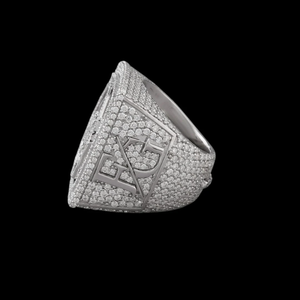 Bague en argent sterling 925 avec moissanite, pavé carré, style signet, personnalisable avec nom, pour mariage, fête ou cadeau - Product Image 4