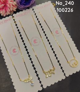 Nouveau Mangalsutra pour enfants en acier inoxydable plaqué or, micro-pavé, géométrique, avec diamants américains, tendance et minimaliste - Product Image 3