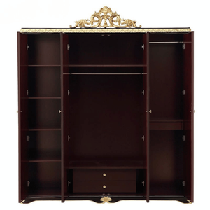 Armario de Madera de Caoba Maciza Clásico Europeo de Lujo, Acabado Oscuro con Incrustaciones Doradas Brillantes, Diseño Personalizado, Muebles Antiguos para Dormitorio - Product Image 2