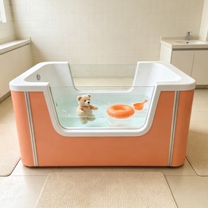 <span class=keywords><strong>Baignoire</strong></span> Spa Bébé Moderne Autoportante avec Design Rectangulaire et Massage Hydrothérapeutique pour le Bain des Tout-Petits - Product Image 2