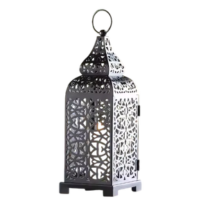 Iron Lantern With Embossed Orange Panels And Cutout Design For Home Decoration Centerpiece In Best Modern Design Lantern - Product Image 2