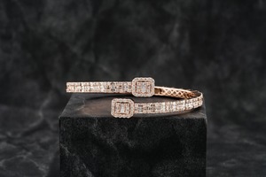 Flawless 5mm Moissanite Brilliant Cut Studded Rhodium Plated Luxury <b>Silver</b> Wrap Unisex Wedding Party <b>Bracelets</b> <b>Bangles</b> - Product Image 1