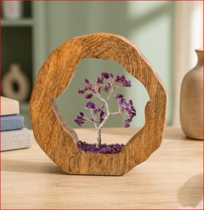 Arbre de Vie en Bois avec Améthyste Faite à la Main, Durable, Cadeau Spirituel, Énergie Positive, Guérison des Chakras, Feng Shui, Pierre Précieuse - Product Image 4