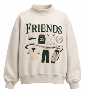 Sudadera Personalizada con Diseño de Golf Bordado, Unisex, Holgada, Informal, de Punto, de Algodón, Cuello en V, para Verano, de Secado Rápido - Product Image 1