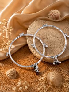 Fashion Silver Foot <b>Anklet</b> with Hanging <b>Bead</b> Charms for Women - Product Image 4