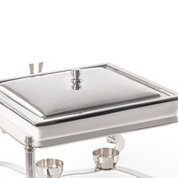 Plat de service rectangulaire de luxe en acier inoxydable avec couvercle, chauffe-plat de buffet avec plateau en métal blanc pour hôtels, mariages et traiteurs