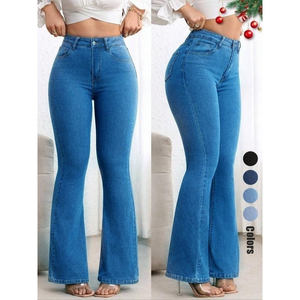 Nouveau Jean en Denim Extensible pour Femme, Coupe Droite Évasée, Taille Mi-Haute, Séchage Rapide, Respirant, Style Vintage, Modèle Européen et Américain, pour le Commerce Transfrontalier - Product Image 5