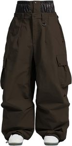 Pantalones de esquí para hombre, color marrón, impermeables, sintéticos, con aislamiento, cintura elástica y bolsillos tipo cargo - Product Image 6
