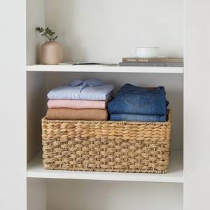 ISLA Seagrass & Hyacinth Mix Rect <b>Large</b> <b>Storage</b> <b>Basket</b> Versatile Organizer Bin with Cutout Handles For Shelf Closet Cabinet OEM - Product Image 1