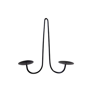 เชิงเทียนติดผนังเหล็กสีดำทันสมัย ดีไซน์สองชั้น ตกแต่งบ้าน งานแฮนด์เมด - Product Image 2
