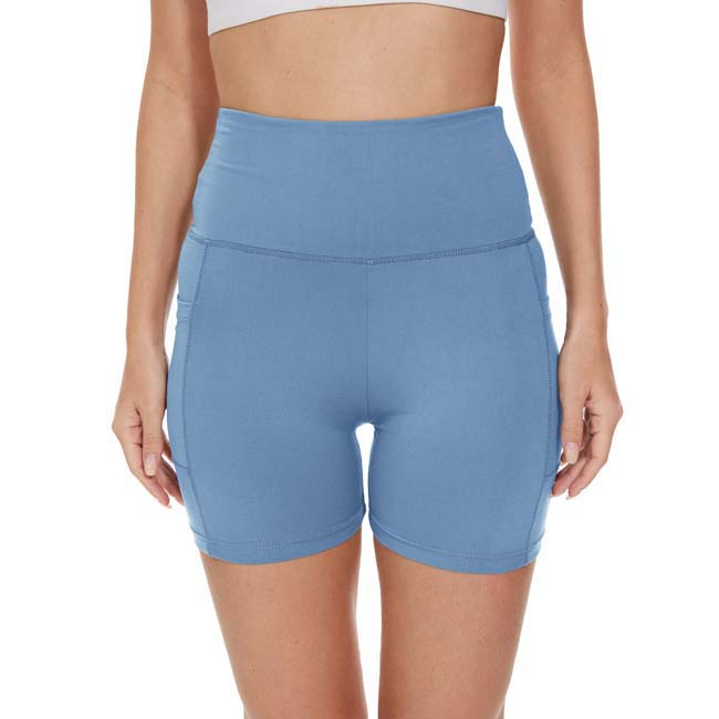 Wholesale Rate Sexy Yoga Booty Shorts Pockets Women's High Waist Butt Lift Biker Shorts Elastic Waist Solid Four-Way Stretch