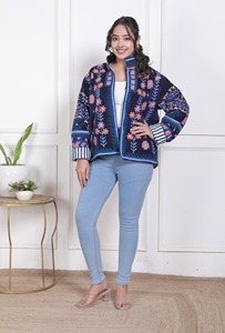 Nouvelle arrivée, veste matelassée en velours et coton brodé à la main de haute qualité, respirante, style bohème, motif floral - Product Image 5