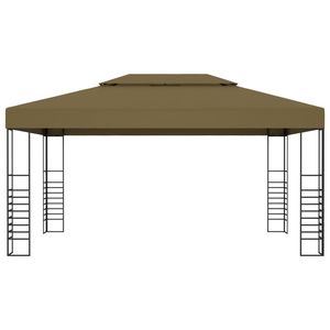 Grande Gazebo Decorativo con Intarsi in Poliestere Color Tortora, Tettoia e Pergola in Acciaio - Product Image 2
