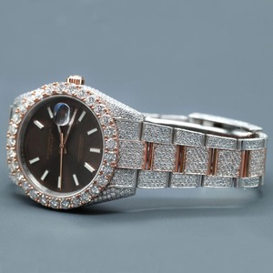 Reloj de Cuarzo de Lujo Unisex Chapado en Oro Rosa de 18K y Plata 925 con Diamante Moissanita Cultivado en Laboratorio, Estilo Ejecutivo, Joyería de Moda - Product Image 3