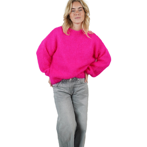 Sweat-shirt en mohair personnalisé pour femme, pull doux et moelleux à col rond, coupe oversize, chaud, hiver, décontracté, streetwear, mode de luxe, marque privée - Product Image 3