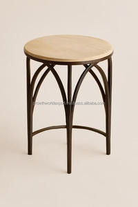 Industrial Style Round Wooden Bistro <b>Stool</b> with Strong Steel Metal Legs – Modern Minimalist Cafe & Kitchen Seating Chair 2026 - Product Image 2