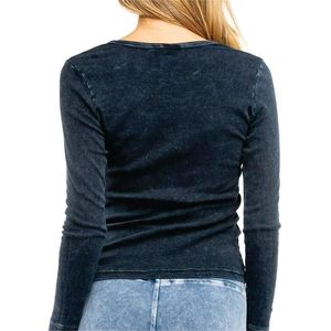 <b>Women's</b> O-Neck Long Sleeve Slim Fit Casual <b>Top</b> Solid Color Full Length Regular Sleeve Nonwoven Fabric Breathable Logo Summer - Product Image 2