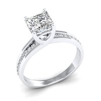 Bagues REYES en argent sterling 925 certifiées GRA, coupe princesse, 1,40 carat, moissanite, or blanc 18 carats, bijoux fins pour femmes