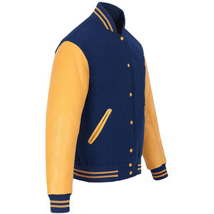 Custom Logo Unisex Varsity Bomber Jacket Baseball Collar Dyed Hip Hop Lightweight Casual Spring Windbreaker Button-Up <b>Coat</b> - Product Image 6