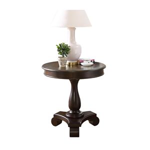 Espresso Rene <b>Round</b> Wood Pedestal <b>Side</b> <b>Table</b> Elegant Coffee <b>Tables</b> Collection - Product Image 2