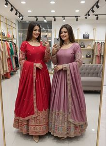 Ensemble robe, pantalon et dupatta entièrement cousu, prêt-à-porter, grandes tailles, robes de soirée pour mariage et festivals - Product Image 3