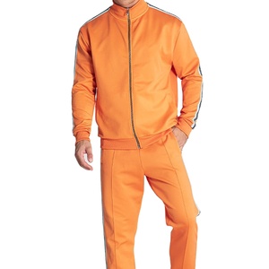 Conjunto Deportivo para Hombre, Color Naranja, con Capucha y Cierre Completo, Estilo Deportivo, Ropa de Invierno, 100% Algodón Transpirable - Product Image 1