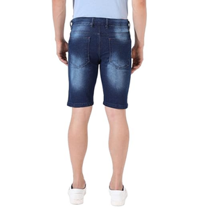 Shorts de Mezclilla para Hombre, Color Azul Medio, con Rayas Laterales, Desgastados, Corte Ajustado, Elásticos, de Algodón Resistente - Product Image 2