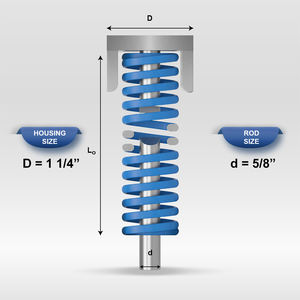Ressort à compression Mollificio Bordignon Blue Die USB à section ovale avec charge moyenne, diamètre du logement : 1 1/4, diamètre de la tige : 5/8, longueur libre : 1 3/4 pouces - Product Image 1