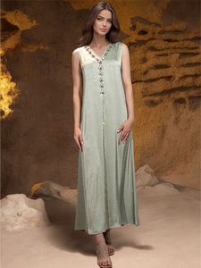 Robe abaya brodée, robe abaya pour femmes, robe musulmane, robe de luxe de Dubaï, robe deux pièces ornée de strass cousus à la main, LOGO PERSONNALISÉ, vente en gros d'usine - Product Image 3