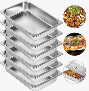 ชุดถาดอุ่นอาหารสแตนเลสทรงสี่เหลี่ยมผืนผ้า 6 ชิ้น สำหรับจัดเลี้ยงบุฟเฟ่ต์ ราคาดีที่สุด - Product Image 1
