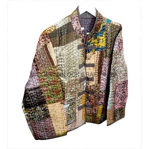 เสื้อคลุมแจ็คเก็ตสั้นสำหรับผู้หญิง ทำมือ ลายปักกันธา สำหรับฤดูหนาว ผ้าฝ้าย 100% ลายดอกไม้ คอจีน เป็นมิตรกับสิ่งแวดล้อม ระบายอากาศได้ดี แห้งเร็ว เหมาะสำหรับกิจกรรมกลางแจ้ง - Product Image 6