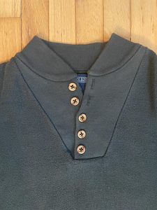 Pull en tricot noir pour homme avec logo brodé, fermeture à boutons sur le devant, manches régulières, vêtement d'automne - Product Image 5