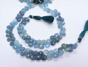 AAA Moss Aquamarine Faceted Heart Shape <b>Beads</b> Moss Aquamarine Side Cut Heart Briolette 8 Inch Aquamarine Gemstone <b>Beads</b> Jewelry - Product Image 3
