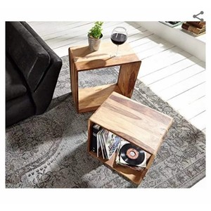 Reclaimed Wood <b>Rustic</b> Jodhpur Cube <b>Side</b> <b>Table</b> Wholesale | Moradabad Handcrafted - Product Image 4