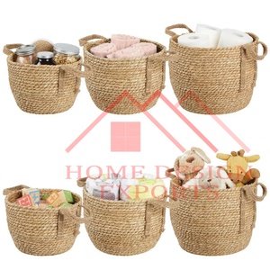 Cesta de Almacenamiento Hecha a Mano de Pasto Marino Sólido con Asa para Decoración del Hogar, Cesta de Almacenamiento de Frutas para Exteriores - Product Image 5