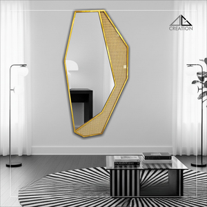 Stainless Steel PVD Coated Wall-Mounted Art Decor <b>Mirror</b> Fabric Laminated Glass Eco-Friendly Wedding Bathroom Vanity Elegant - Product Image 1