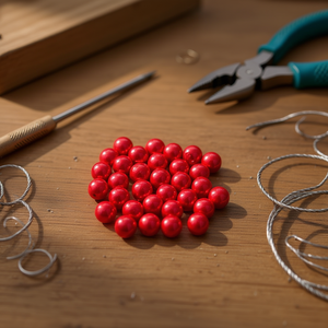 Perlas Sueltas Ilan Abalorio de 10 mm, Rojas, 20 g, para la Elaboración de Joyería - Product Image 3