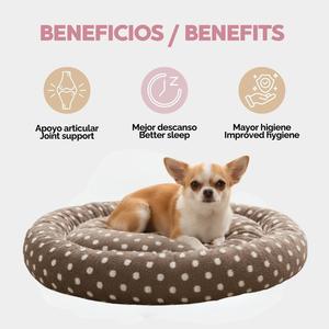 Cuccia Rotonda Yommy per Cani e Gatti, Morbida, Calda e Soffice con Design a Pois per Piccoli Amici - Product Image 4