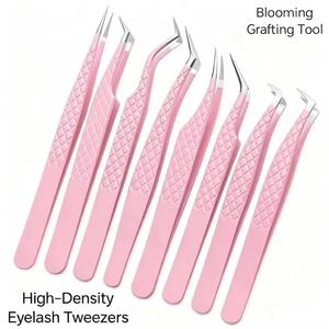 Pink Stainless Steel Eyelash Tweezers Set Precision <b>Smooth</b> Tip Makeup <b>Tools</b> And Custom Logo - Product Image 5