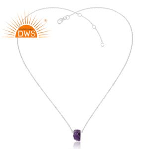 สร้อยคอจี้พลอยอเมทิสต์ธรรมชาติสีเงินสเตอร์ลิงสำหรับ925ผลิตตามสั่ง - Product Image 3