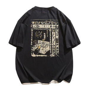 Camiseta Clásica con Estampado de Personajes, de Algodón Oversize, Manga Larga, Lavado Ácido, con Serigrafía, Estilo Urbano Casual - Product Image 2