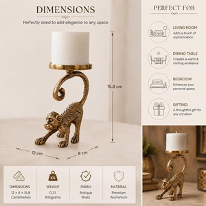 Candelabro de Metal Duradero para Decoración del Hogar, Diseño de Mono para Rituales Nocturnos - Product Image 6