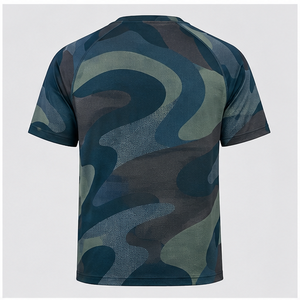 Camiseta de Manga Corta para Hombre con Estampado de Camuflaje Azul Petrol Personalizado, Cuello Redondo, MTS-CAMO-0031 - Product Image 2