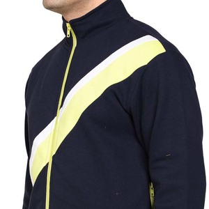 Survêtement pour homme, couleur marine, blocs de couleurs, fermeture éclair intégrale, col montant, coupe sportive, polyester et coton, vêtement d'automne avec poches latérales - Product Image 5