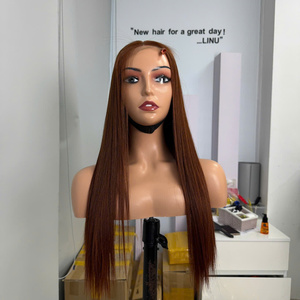 Perruque 20 pouces, cheveux vietnamiens lisses, couleur marron, base en dentelle HD transparente, avec cheveux vierges, qualité supérieure, prix de gros - Product Image 2