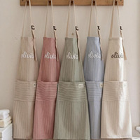 Tablier de cuisine à rayures |   Tablier de cuisine réglable en coton avec poche avant, réutilisable, pour femme, idéal pour la pâtisserie, le barbecue et la cuisine