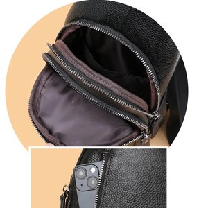 Bolso de Pecho de Cuero Negro Genuino para Hombre, Bolso Bandolera Premium con Correa Ajustable - Product Image 3
