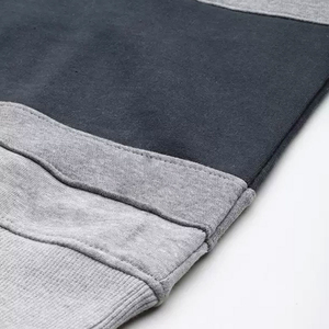 Sweat-shirt à col rond pour homme, gris clair et noir, à rayures superposées, manches longues, décontracté, streetwear, vêtements de mode - Product Image 5