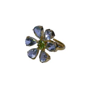 Anillo Clásico de Plata de Ley 925 Chapado en Oro con Topacio Azul para Mujer, Joyería para Bodas - Product Image 1